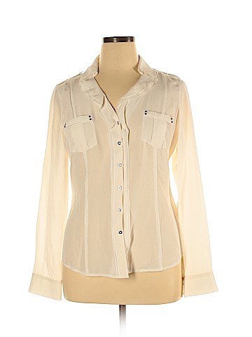 White House Black Market Long Sleeve Silk Top (view 1)