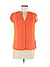 H&M 100% Polyester Orange Short Sleeve Blouse Size 6 - photo 1
