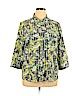 Christopher & Banks Green 3/4 Sleeve Button-Down Shirt Size XL - photo 1