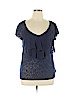 AB Studio Blue Short Sleeve Top Size XL - photo 1