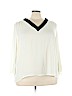 Kaari Blue 100% Polyester Ivory Long Sleeve Blouse Size 3X - photo 1