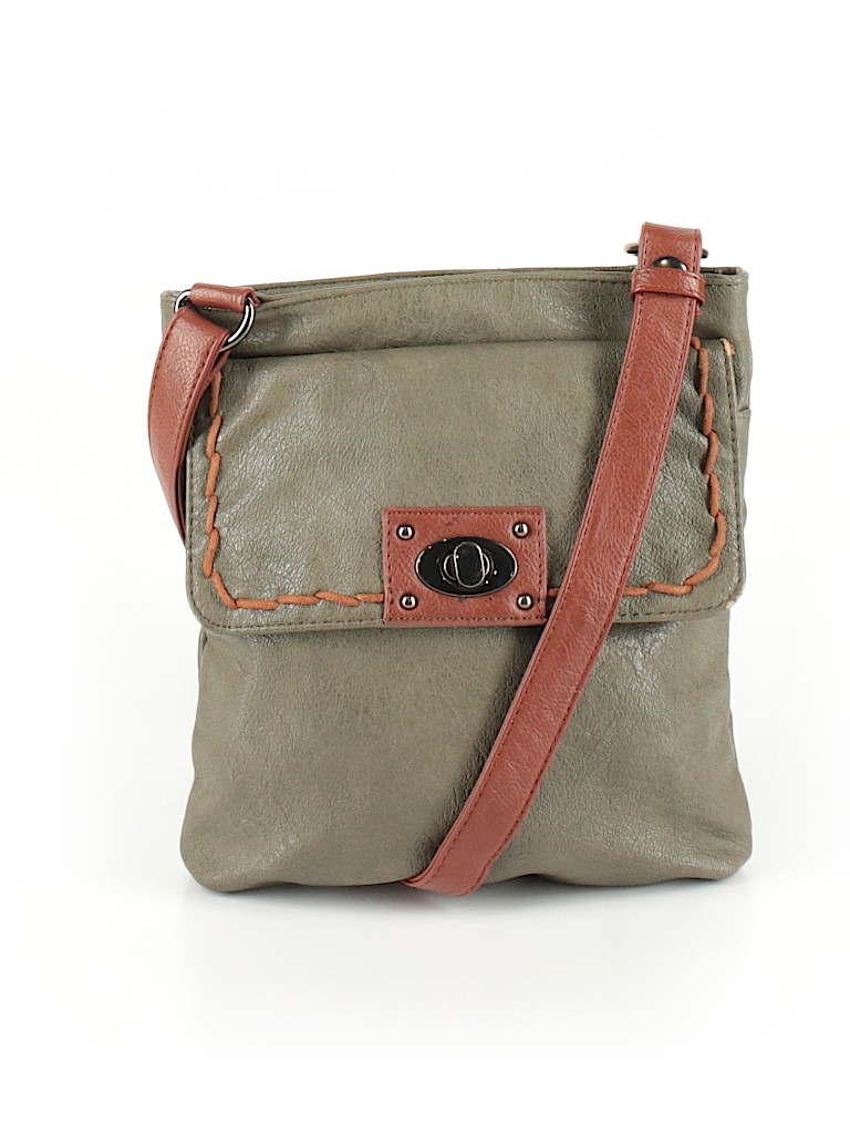 Joy Susan Color Block Solid Gray Green Crossbody Bag One Size - 83% off ...