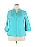 JM Collection 100% Linen Blue 3/4 Sleeve Top Size 14 - photo 1