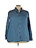 Avenue 100% Lyocell Blue Long Sleeve Button-Down Shirt Size 18 - photo 1