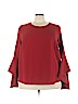 ELOQUII 100% Polyester Red Long Sleeve Blouse Size 22 - photo 1