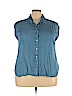 Forever 21 Plus Blue Short Sleeve Button-Down Shirt Size 3X - photo 1
