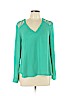 Lily White 100% Polyester Green Long Sleeve Blouse Size L - photo 1