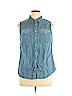 Talbots 100% Cotton Blue Sleeveless Blouse Size 16 - photo 1