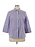 Jones New York Signature 100% Cotton Purple 3/4 Sleeve Button-Down Shirt Size XL - photo 1