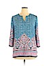 Ava Christine 100% Polyester Blue 3/4 Sleeve Blouse Size XL - photo 1