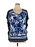 AGB Blue Short Sleeve Blouse Size XL - photo 1