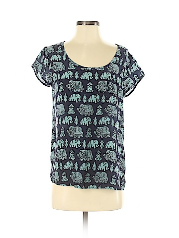 Lucky Brand Short Sleeve Silk Top (view 1)