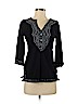 Lucky Brand 100% Cotton Black 3/4 Sleeve Top Size S - photo 1