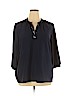 Old Navy 100% Polyester Blue 3/4 Sleeve Blouse Size XL - photo 1