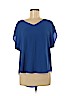 Lush 100% Polyester Blue Short Sleeve Blouse Size M - photo 1