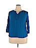 Liz Claiborne 100% Rayon Blue 3/4 Sleeve Blouse Size XL - photo 1