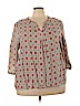 Artisan NY 100% Rayon Red 3/4 Sleeve Blouse Size 3X - photo 1
