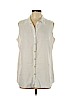 Ellen Tracy 100% Linen White Sleeveless Button-Down Shirt Size L - photo 1