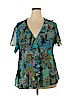 New York City Design Co. 100% Polyester Green Short Sleeve Blouse Size 2X - photo 1