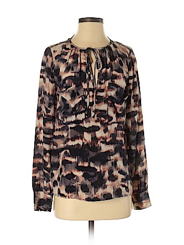 BCBGMAXAZRIA Long Sleeve Silk Top (view 1)