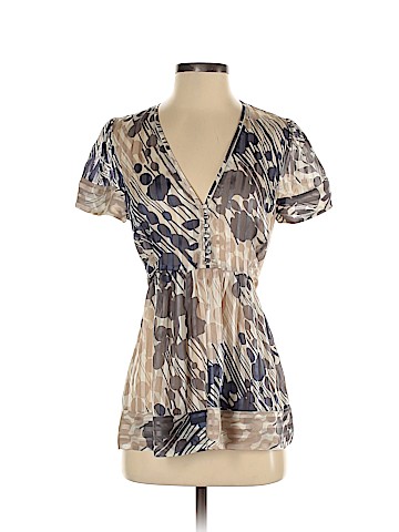 BCBGMAXAZRIA Short Sleeve Silk Top (view 1)