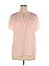 INC International Concepts 100% Polyester Pink Short Sleeve Blouse Size XL - photo 1
