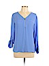 Apt. 9 100% Polyester Blue Long Sleeve Blouse Size L (petite) - photo 1