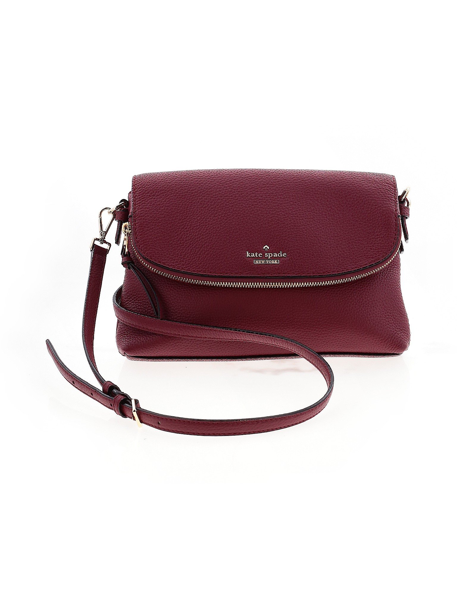 Kate Spade New York 100% Leather Solid Red Burgundy Leather Crossbody ...