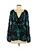 Hale Bob Teal Long Sleeve Silk Top Size M - photo 1