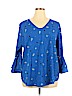 Liz Claiborne Career 100% Polyester Blue Long Sleeve Blouse Size XXL - photo 1