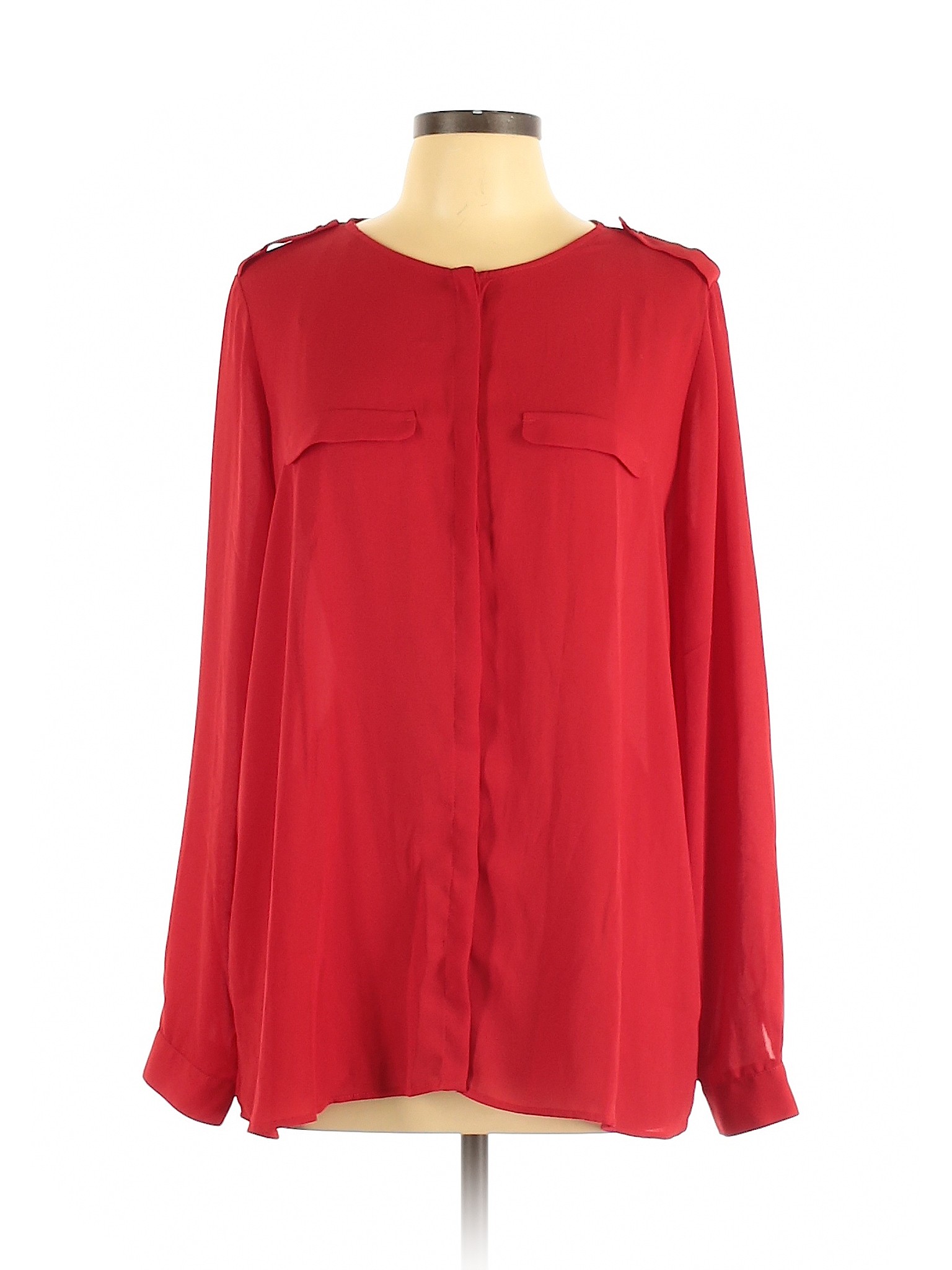 Violeta by Mango Women Red Long Sleeve Blouse L Plus | eBay