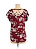 Pink Rose 100% Polyester Burgundy Short Sleeve Blouse Size L - photo 2