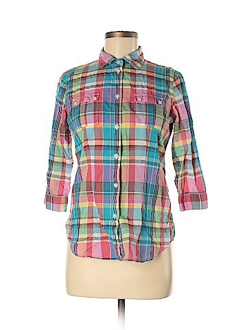 American Eagle Outfitters 3/4 Sleeve Button-Down Shirt (view 1)