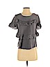HD in Paris 100% Silk Gray Short Sleeve Silk Top Size XS - photo 1