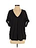Lush 100% Polyester Black Short Sleeve Blouse Size XS - photo 1