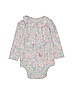 Baby Gap 100% Cotton Floral Gray Long Sleeve Onesie Size 18-24 mo - photo 1