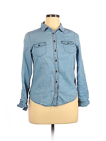 Charlotte Russe Long Sleeve Button-Down Shirt (view 1)