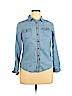 Charlotte Russe 100% Cotton Blue Long Sleeve Button-Down Shirt Size XL - photo 1