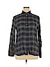 Ann Taylor LOFT Gray Long Sleeve Button-Down Shirt Size XL - photo 1