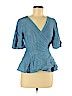 Ann Taylor LOFT 100% Lyocell Blue Short Sleeve Blouse Size M (petite) - photo 1