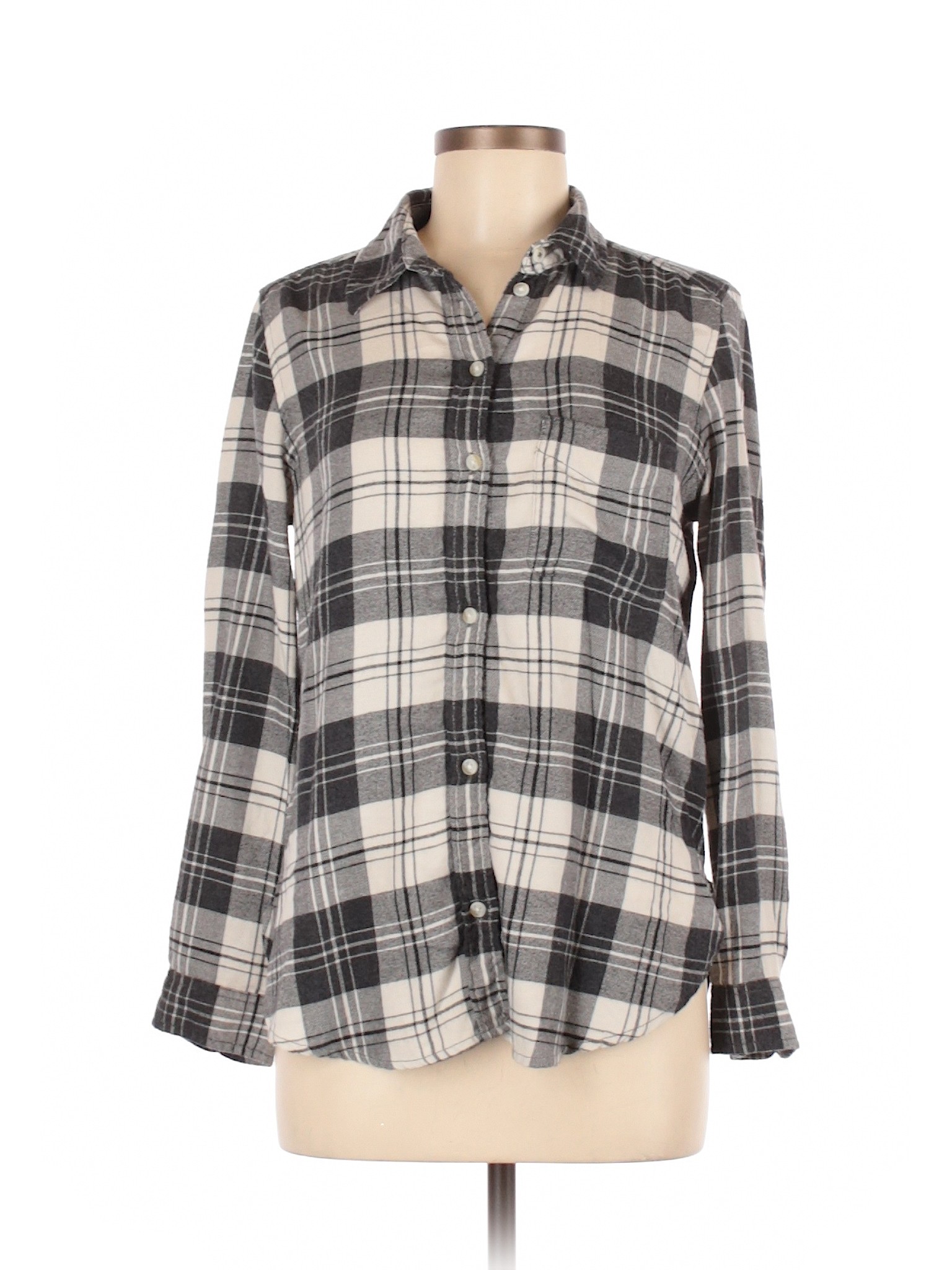 American Eagle Outfitters Women Gray Long Sleeve Button-Down Shirt S | eBay