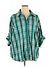 Essentials Teal 3/4 Sleeve Button-Down Shirt Size 4X - photo 1
