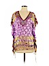 Hale Bob Purple Short Sleeve Silk Top Size S - photo 1