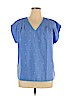 Lands' End 100% Polyester Blue Short Sleeve Blouse Size 14 - photo 1
