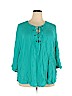a.n.a. A New Approach 100% Rayon Blue 3/4 Sleeve Blouse Size 2X - photo 1