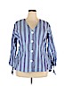 ELOQUII 100% Cotton Blue Long Sleeve Button-Down Shirt Size 18 - photo 1