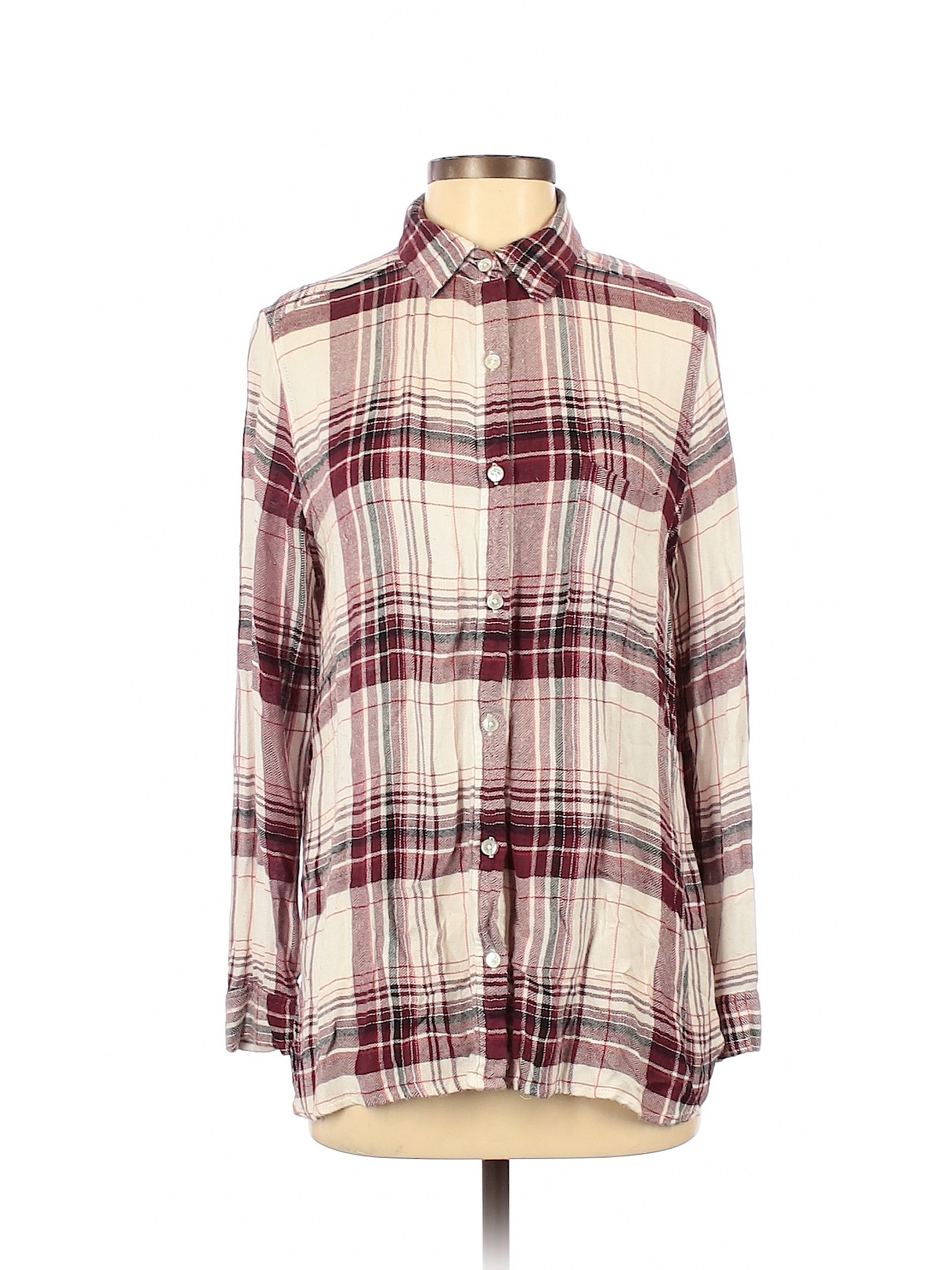 Johnny Cotton Women Ivory Long Sleeve Button-Down Shirt S | eBay