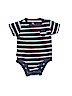 Carter's 100% Cotton Stripes Blue Short Sleeve Onesie 0-3 MO / 3 MO - photo 1