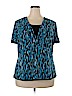 JM Collection Blue Short Sleeve Top Size 2X - photo 1