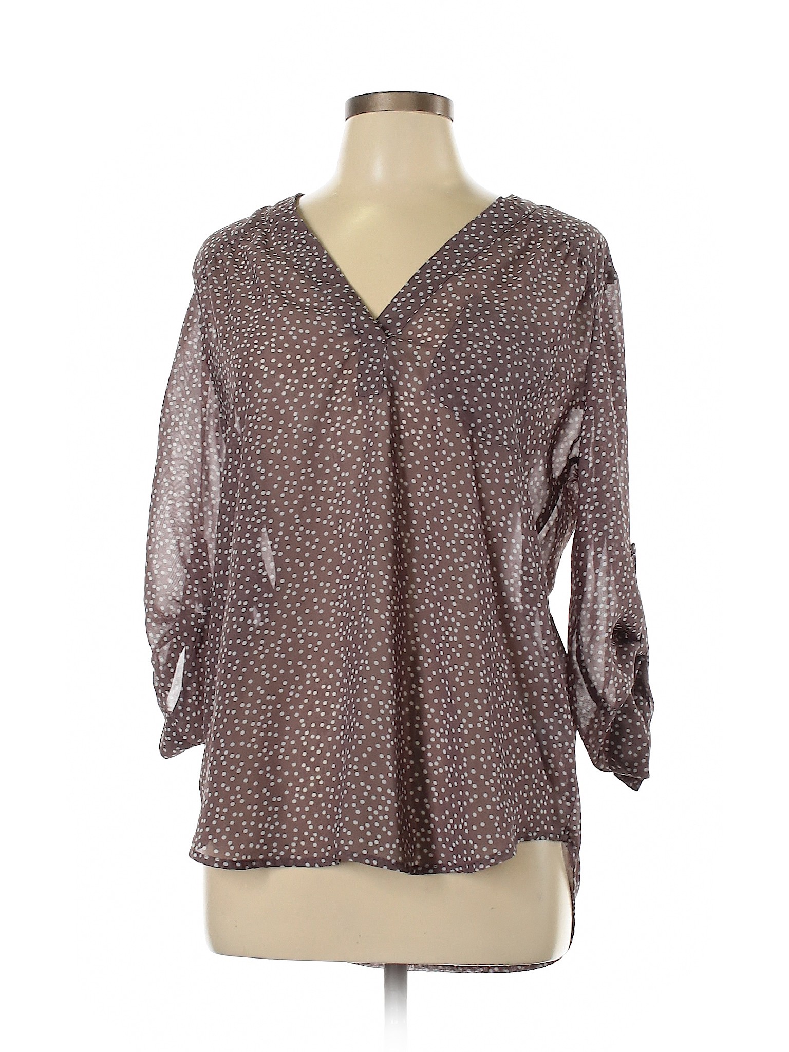 Maurices Women Brown 3/4 Sleeve Blouse L | eBay